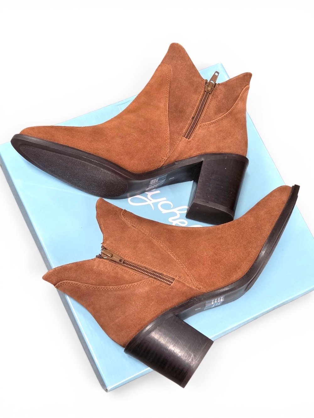 Seychelles Pretty Little Bird Suede Booties Cognac Brown Ankle Boots Size 8 NIB